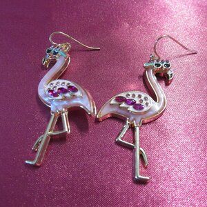 SOLD-Flamingo Earrings  2" L    NEW (Never Worn)